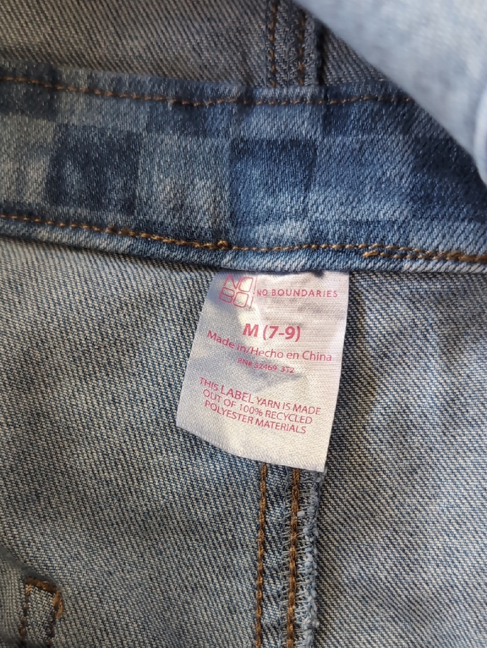 No Boundaries Light Blue Checkered Denim Short Overalls - Picture 6 of 6